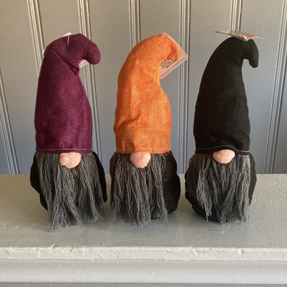 NWT- Set of 3- Purple, Orange & Black Hat get lkui Halloween Gnomes Decorations - Picture 15 of 17